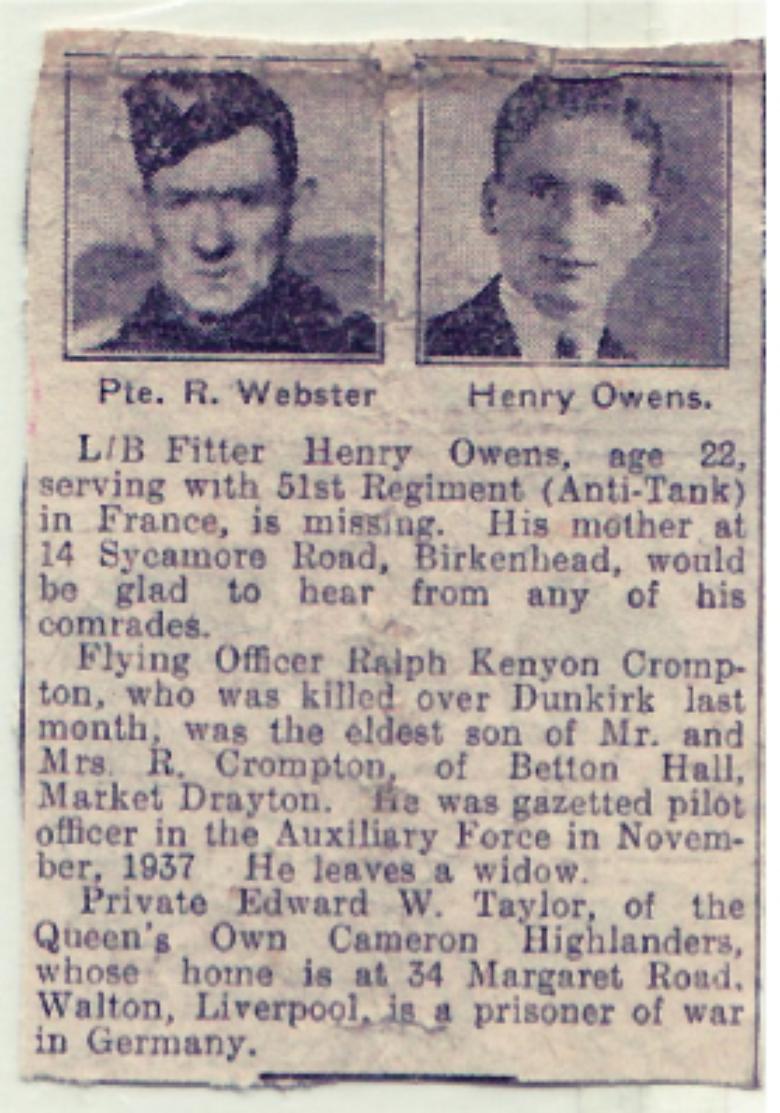 Newspaper Clipping on Henry Owens