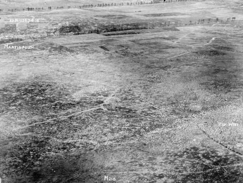 Aerial photograph, High Wood, Somme