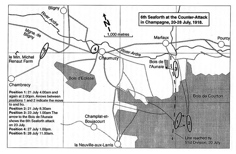 Map 6th Seaforth, Bois de Courton, Jul 1918