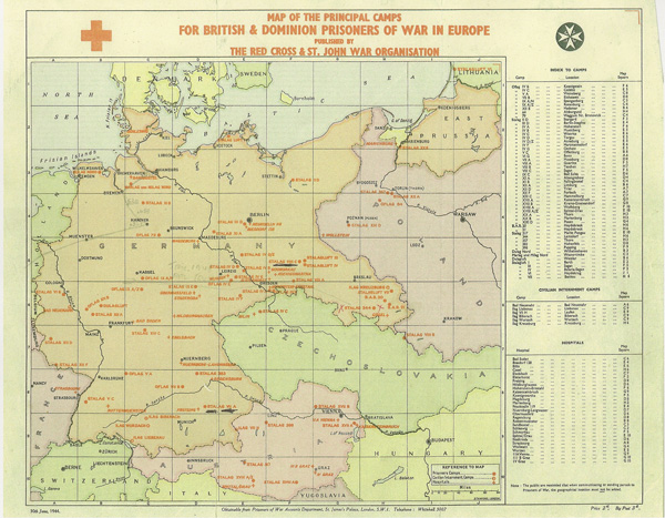 Map of POW camps, 1944