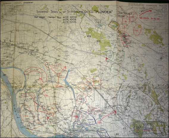 Map of Op. Plunder, Mar 1945